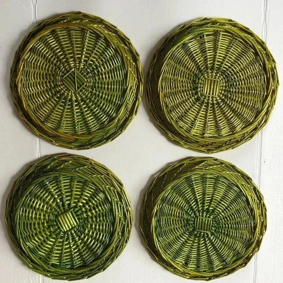 Lime  Green Wicker Plate Chargers - Picture 6 of 9